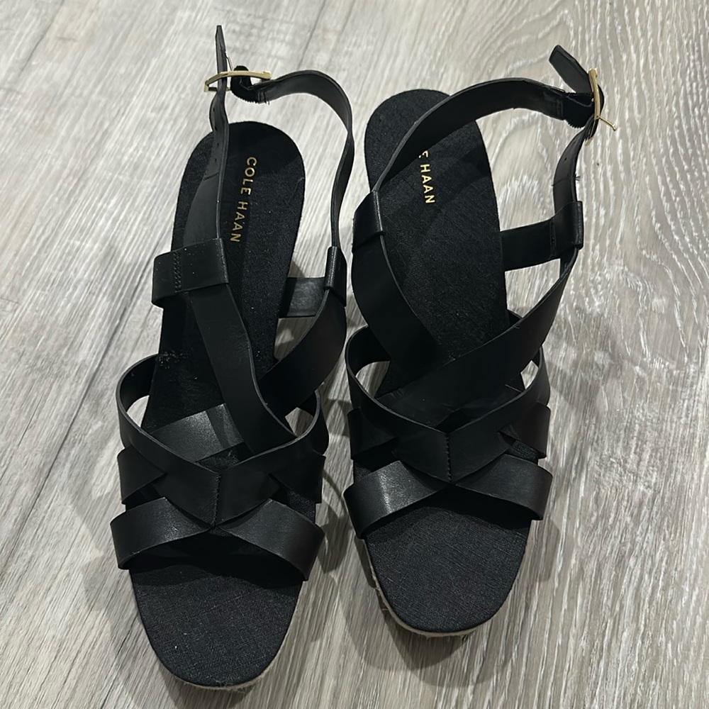 COPY - Cole Haan Women's Crystal 70MM Wedge Sandal Size 9 1/2 B W23573 Black/Go…